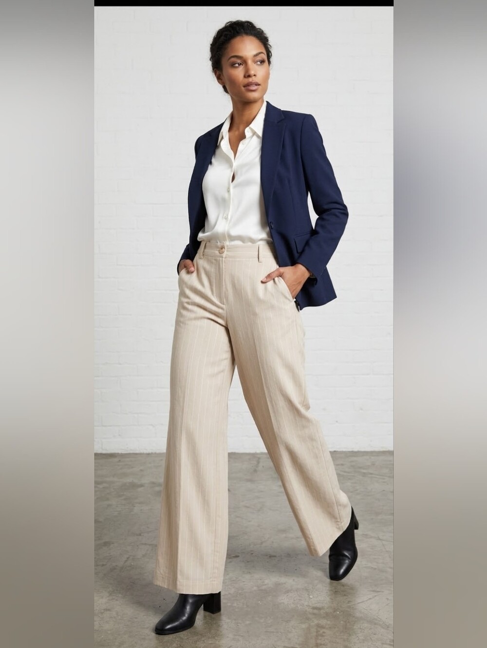 Nwt T Tahari Wide Leg Pinstripe Pant Size 12